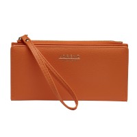 Lorenz Long Purse Wallet with Top Zip & Wrist Strap